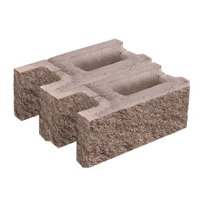 Заборный блок колотый, стеновой утолщенный, 380*380*140мм, коричневый